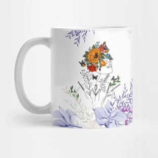 Girl with Flower - Beautiful Floral Portrait Print Mug